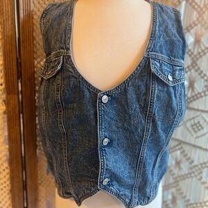 American Eagle Denim Button-Up Vest